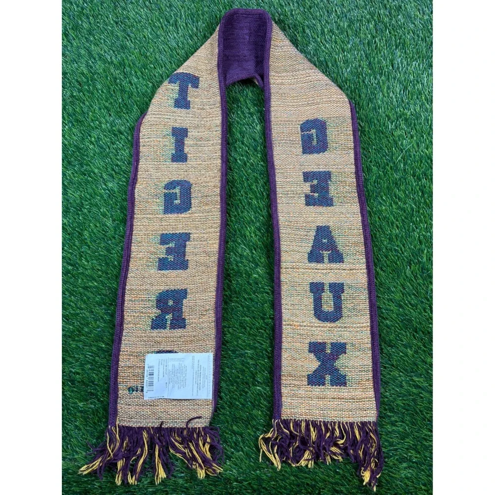 LSU Scarf Geaux Tigers 5 Foot Long Custom Made In USA